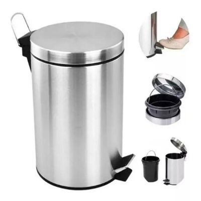 Lixeira Inox Prateada 8l Com Pedal E Cesto Removível – Luxo Retrô Vintage Para Banheiro E Cozinha