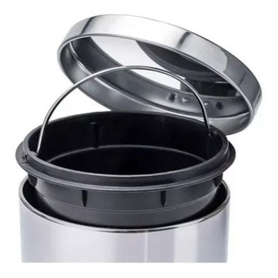 Lixeira Inox Prateada 8l Com Pedal E Cesto Removível – Luxo Retrô Vintage Para Banheiro E Cozinha