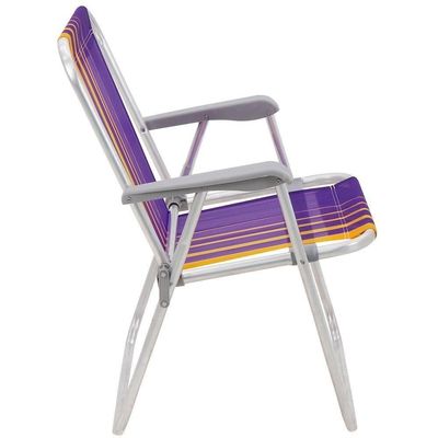 Kit 02 Cadeiras De Praia Tramontina Samoa Alta Em Alumínio Com Assento Roxo E Amarelo 92900003