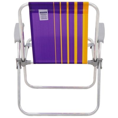 Kit 02 Cadeiras De Praia Tramontina Samoa Alta Em Alumínio Com Assento Roxo E Amarelo 92900003
