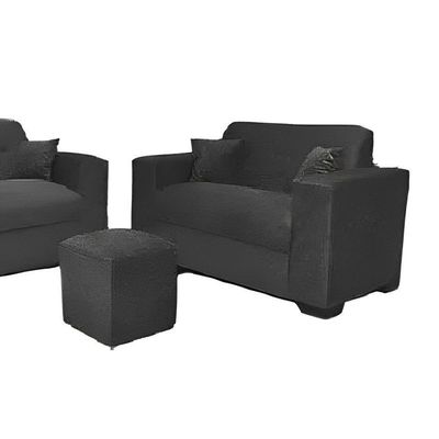 Kit Estofado Roma 3 E 2 Lugares Puff E Almofadas Finezzi Grafite