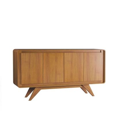 Balcão Buffet Aparador 4 Portas E Bordas Curvas Para Sala Nature