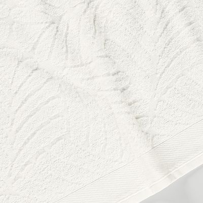 Toalha de Rosto Native Fio Penteado Jacquard Folhas 01 Peça 100% Algodão - Off White