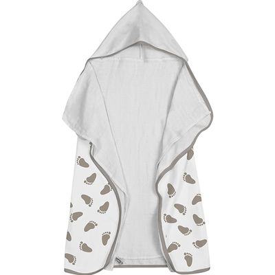 Toalha Baby C/ Capuz Tecebem Estampada c/ Fralda Mia Branco
