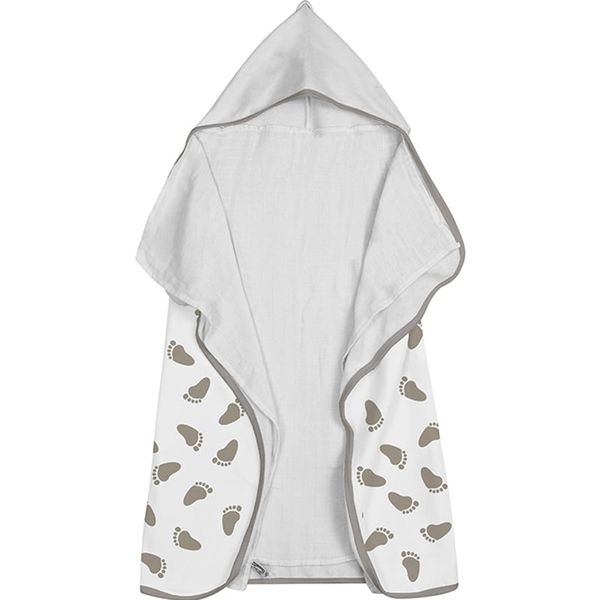 Toalha Baby C/ Capuz Tecebem Estampada c/ Fralda Mia Branco