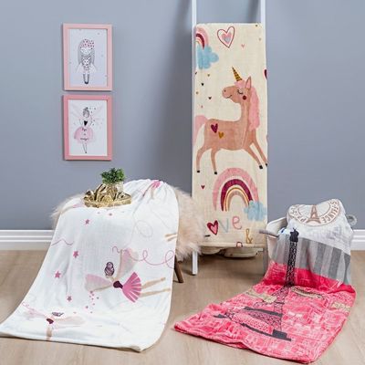 Manta Flannel Estampada Infantil Bouti Kids Solteiro - Unicórnio