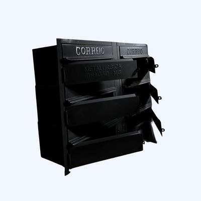Caixa De Correios 6 Módulos Preta Tamanho 15x50x36cm Aço Preto