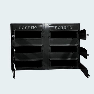 Caixa De Correios 6 Módulos Preta Tamanho 15x50x36cm Aço Preto