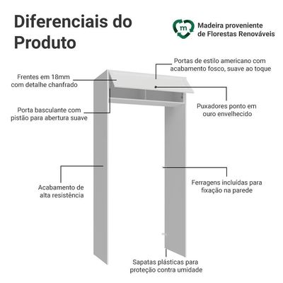 Porta-geladeira 103 Cm 1 Porta Basculante Branco Vik Madesa Branco
