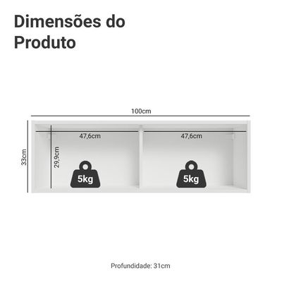Armário Aéreo 100 Cm 1 Porta Basculante Branco/cinza Vik Madesa Branco/cinza