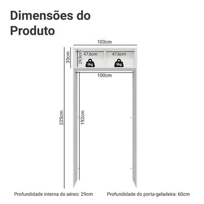 Porta-geladeira 103 Cm 1 Porta Basculante Branco/cinza Vik Madesa Branco/cinza