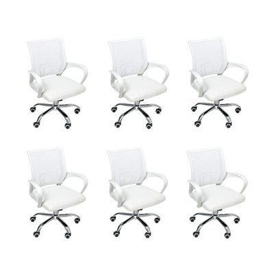 Kit 6 Cadeiras Escritório Oficial Begônia Ergonômico Branco