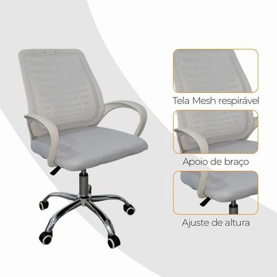 Cadeira De Escritório Esteirinha Tela Mesh Ergonômico Branco