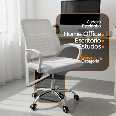 Cadeira De Escritório Esteirinha Tela Mesh Ergonômico Branco