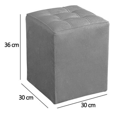Kit Poltrona Decorativa Namoradeira 2 Puffs Quadrado E 2 Almofadas Suede Cinza Claro - Lm Decor