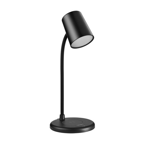 Luminária De Mesa Led 3 Em 1 Preta Com Caixa De Som Bluetooth E Carregador Sem Fio