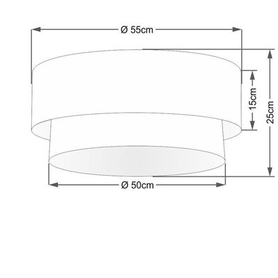 Plafon Duplo Cilíndrico Vivare Md-3063 Cúpula Em Tecido 55x50cm - Bivolt Preto-palha 127/220v