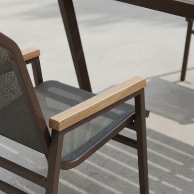 Jogo De Mesa Ripada 8 Cadeiras Praia De Jardim Piscina Jantar Marrom