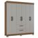Cômoda 868 4 Gavetas E 1 Porta Com Guarda Roupa Casal Tóquio 6 Portas Castanho Off White - Poquema