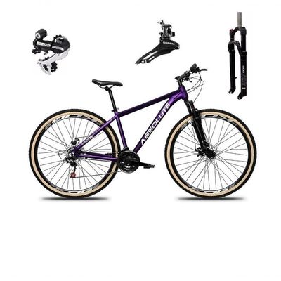Bicicleta Aro 29 Absolute Nero 5 Câmbio Shimano 24v Acera K7 Freio A Disco Garfo Com Trava Roxo 15