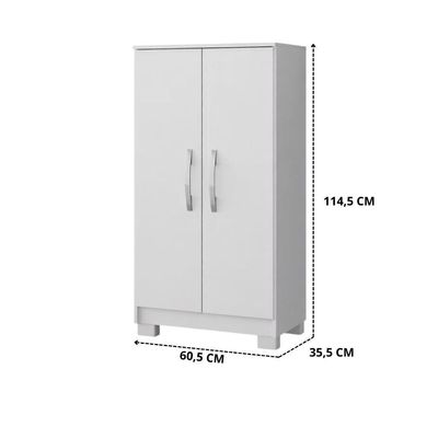 Multiuso Armário 2 Portas Branco Em Mdp Compacto Moderno