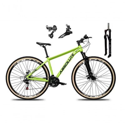 Bicicleta Aro 29 Absolute Nero 5 Alumínio Câmbios Shimano 24v Garfo Com Trava Mountain Bike Verde 17