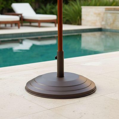 Base Para Ombrelone E Guarda-sol 3,00m 2,40m Nossa Kasa Alumínio E Concreto 19,5kg Marrom