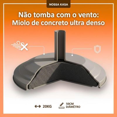 Base Para Ombrelone E Guarda-sol 3,00m 2,40m Nossa Kasa Alumínio E Concreto 19,5kg Fendi
