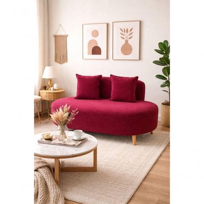 Sofá Orgânico Feijão Para Sala Quarto Closet 115 Cm Com 02 Almofadas Tecido Suede Bordo Eli Móveis E Decoração