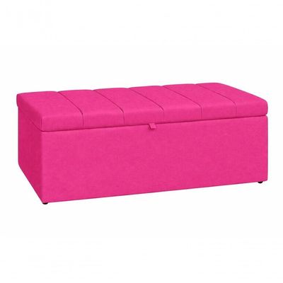 Recamier Calçadeira Baú Carla Para Quarto Cama Casal 140 Cm Suede Rosa Pink Eli Móveis E Decoração