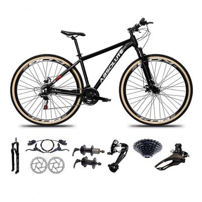 Bicicleta Aro 29 Absolute Nero 5 Alumínio 27v Freio Hidráulico K7 Garfo Com Trava Mtb Preto 17