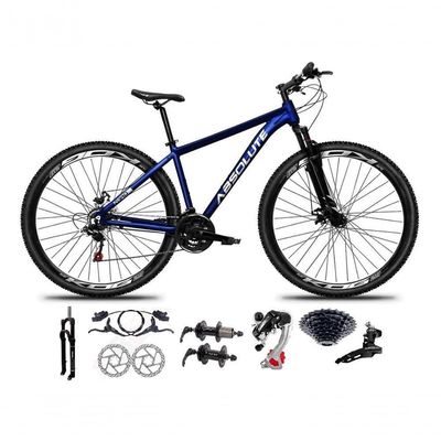 Bicicleta Aro 29 Absolute Nero 5 Alumínio 24v Câmbios Shimano Freio Hidráulico K7 Garfo Comtrava Azul 19