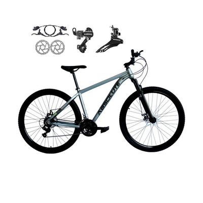 Bicicleta Aro 29 Absolute Nero 5 Alumínio 21v Câmbios Shimano Freio A Disco Hidráulico Cinza 17