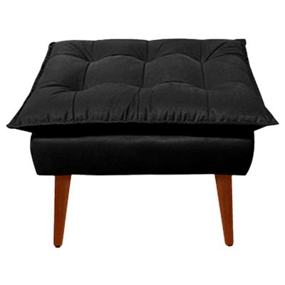 Kit Poltrona Decorativa Namoradeira 2 Puffs Opala E 2 Almofadas Suede - Lm Decor Preto