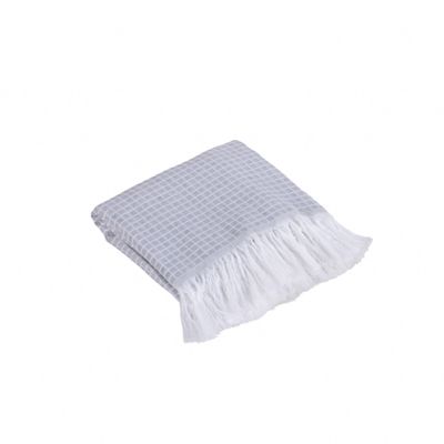 Manta Xale Ranna C/ Franja 2,10m x 1,35m Sofá Cama Tecido Jacquard 01 Peça - Cinza - 60% Algodão/ 40% Poliéster