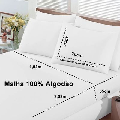 Jogo de Cama Buettner King Malha Basic Liso 3 Peças Branco