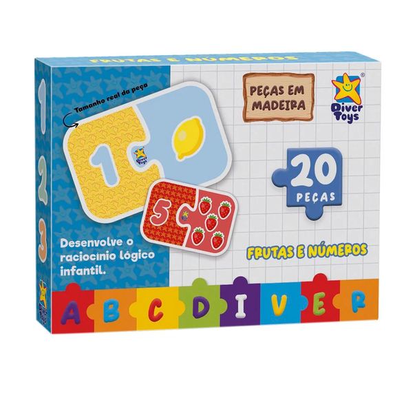 Jogo Infantil Educativo Divertoys ABC Frutas e Números com 20 Peças Jogo Infantil Educativo Divertoys ABC Frutas e Números com 20 Peças