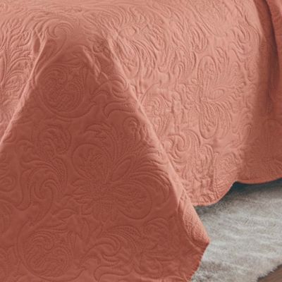 Kit Cobre Leito Colcha Basic Queen 3 Peças Dupla Face Liso Classic - Salmão Escuro - 100% Poliéster