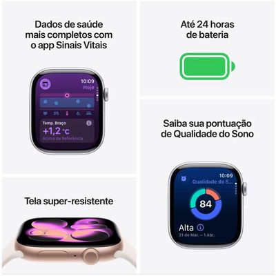 Watch Series 11 GPS + Celular 46mm Preto Brilhante Pulseira M/G Esportiva Preto Apple Preto / Bivolt