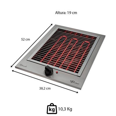 Churrasqueira Elétrica Cooktop Fischer Ranch Com Pedras Vulcânicas 220V 31613(81800)