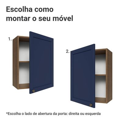 Armário Aéreo 50cm 1 Porta Rustic/azul Vik Madesa Rustic/azul