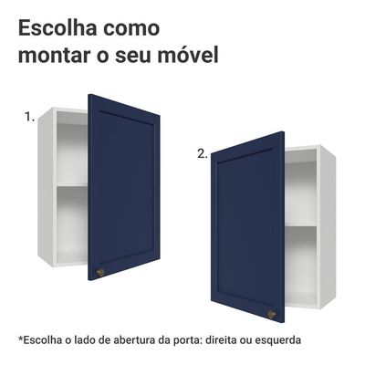 Armário Aéreo 50cm 1 Porta Branco/azul Vik Madesa Branco/azul