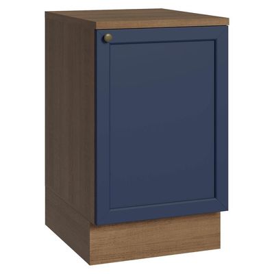 Balcão De Cozinha 50cm 1 Porta Rustic/azul Vik Madesa Rustic/azul