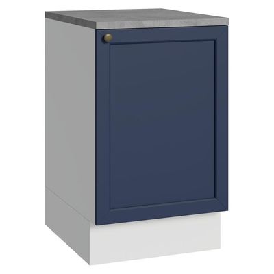 Balcão De Cozinha 50cm 1 Porta Branco/azul Vik Madesa Branco/azul