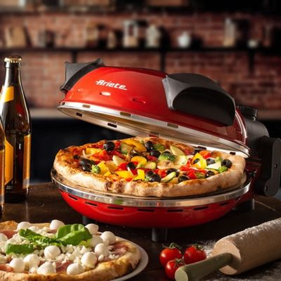 FORNO ARIETE ELÉTRICO DE PIZZA COM PEDRA REFRATÁRIA VERMELHO 1200V 400ºC 127V 00C090919ARBR