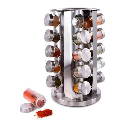 Porta Temperos Giratório com 20 Potes Inox