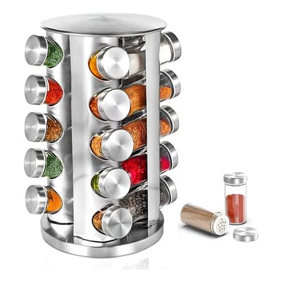 Porta Temperos Giratório com 20 Potes Inox