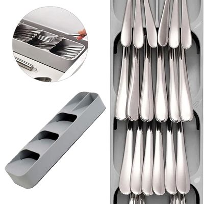 Organizador de Gaveta para Talheres Cinza