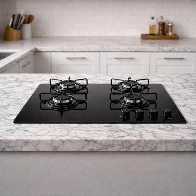 Cooktop A Gás Itatiaia Essencial 4 Bocas Mesa Vidro Temperado Preto Acendimento Automático Trempes Resistentes Bivolt