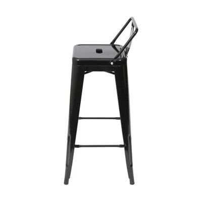 Kit 3 Banquetas Altas Industriais Pretas com Encosto